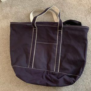 Land's End Navy XL Canvas Boat Tote Zip Top